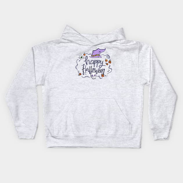 HAPPY HALLOWEEN Kids Hoodie by Mako Design 